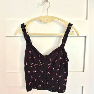 Urban Outfitters Cropped Corset Tank With Buttons | NWOT | Black | Size Small